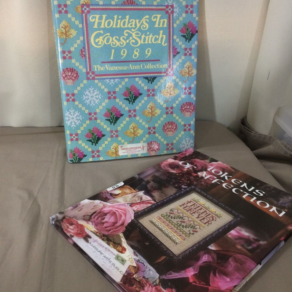 Lot 2 Vintage Cross Stitch Pattern Books Leisure Arts Vanessa-Ann Collection